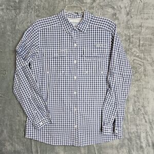 Columbia Shirt Women's Medium Blue Long Sleeve Button Down Vented Logo fishing